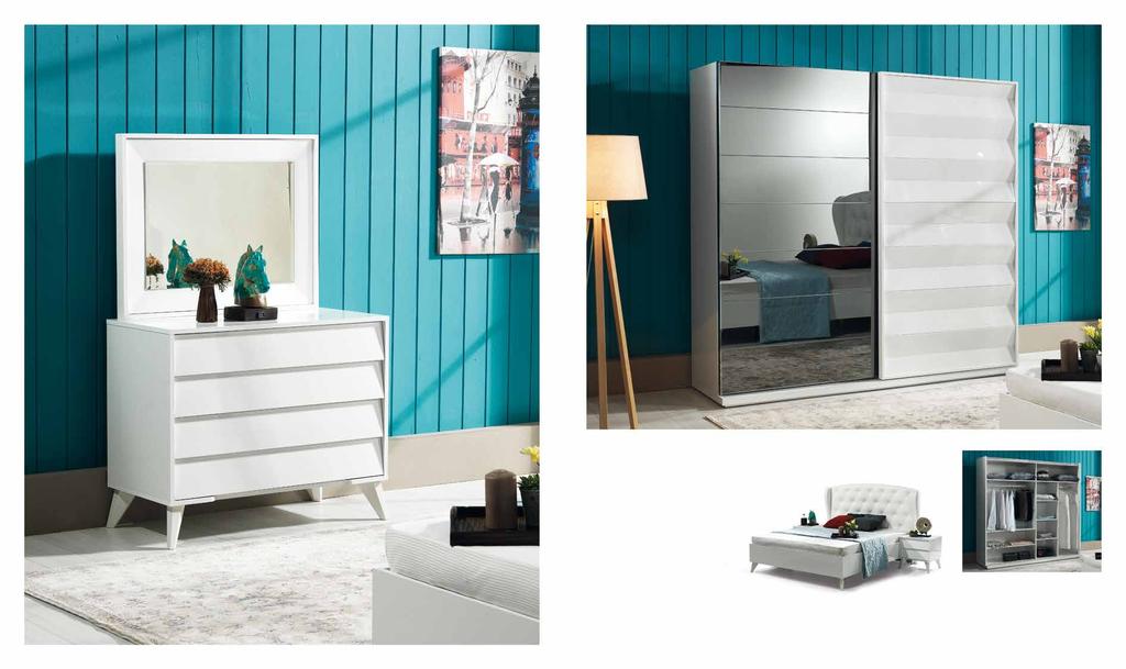 Aria Concept ARİA YATAK ODASI. Renk / Colour. HG BEYAZ Gardrop / Wardrobe. G/W.226 Y/H.213 D/D.64 Tuvalet Masası / Dressing Table. G/W.100 Y/H.81 D/D.48 Tuvalet Aynası / Mirror.