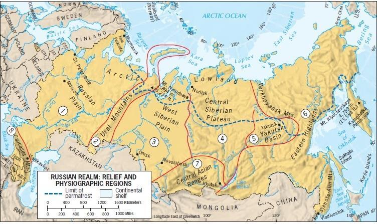 Fiziksel Görünüm Kaynak: de Blij vd. 2011: 81. Rusya nın topoğrafyası inanılmaz büyüklükteki ova ve platolarla karakterize olur.