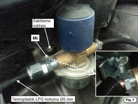 1) LPG Elektrovalfi bağlantısı 16 Nm tork kuvvet