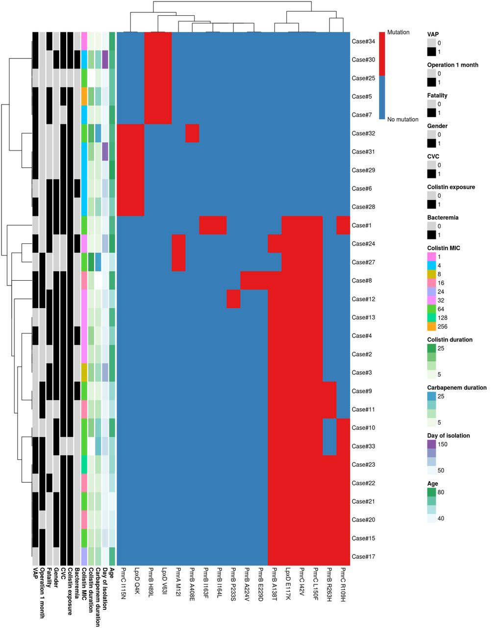 PmrC, PmrA, PmrB ve LpxD proteinlerinde saptanan amino asit varyasyonları Protein Mutasyon Konsensus K14&K178 (%) PmrC I42V 19(65.5) R109H 9(31) I115N 5(17.2) L150F 19(65.