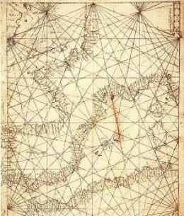 Şekil 10: Akdeniz in 1413 yılında Ahmad at-tanği haritası Şekil 11: Akdeniz in 1300 yıldan evvel yapılmış haritası (Arapça) Haritaların İslam dünyasının batısında boylamlarının geniş çapta gerçeğe