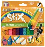 ARTLINE STIX BRUSH MARKER Fırça uçlu markördür. Kalem özelliğine ek olarak birbirine tutturulabilir ve objeler yapılabilir. Tüm Stix serisi birbiriyle birleştirilebilir.