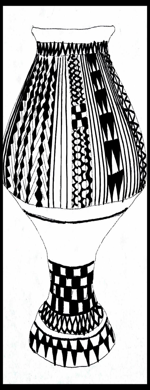 Binyıl) Çizim 27:Van Urmiye grubu polikrom boyalı kaideli çömlek Çap:17 elle şekillendirilmiş
