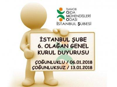 İSTANBUL ŞUBE 6. OLAĞAN GENEL KURUL SÜRECİ TMMOB Gıda Mühendisleri Odası İstanbul Şubemizin 6.