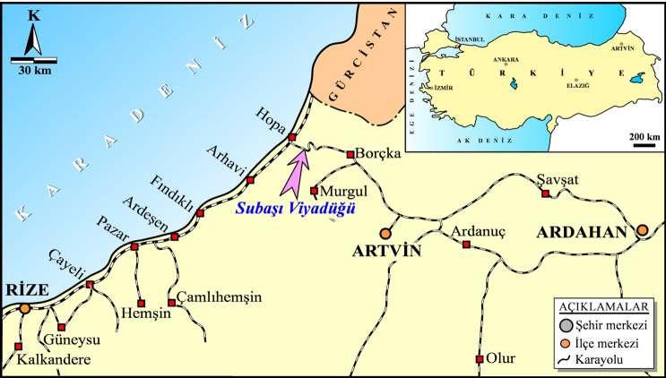 2. ÇALIŞMA ALANININ JEOLOJİSİ Şekil 1. Çalışma alanına ait yer bulduru haritası.