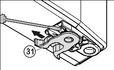 Devreye alma 4.3.4 Alt yatak parçalarını değiştirme u Kapı kolunu Fig. 8 (32), tapaları Fig. 8 (33) ve baskı plakalarını* Fig. 8 (34) sökün ve karşı tarafa ayarlayın.