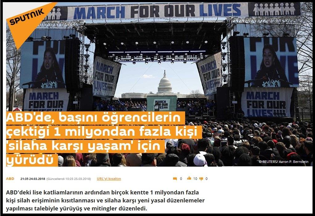 'March For Our Lives' (Yaşamlarımız için Yürüyüş) gösterisine yüz binler katıldı.