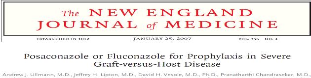 Postengrafmant dö e i steroid ihti a ı ola GVHD hastaları Posakonazol N=301 Flukonazol N=299 İ vaziv Fungal enf %5.3 P= 0.