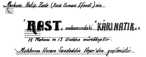 Kâr-ı Nâtık 41 5. Kapağında Akagündüz Kutbay ın 24.4.1978 tarihinde Cüneyt Kosal a ithafen imzaladığı bir takdim bulunan nota. Toplam 9 sayfadır. Kaynak için bkz. http://www.sanatmuziginotalari.