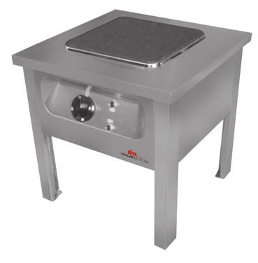 Pilot ignition (on ovens and closed casting) Piezo electric ignition (on ovens and closed casting) Oven sizes GN 2/1 and 50x70cm fit for tray Height-adjustable legs Longlasting industrial type upper
