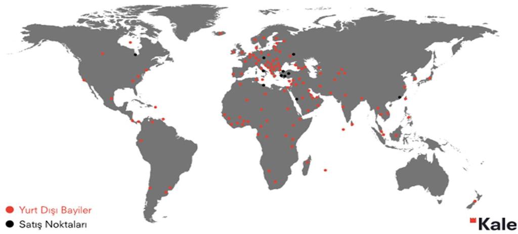 KALESERAMİK - Yurt içinde 450 Bayi ve 8.500 farklı adres - Yurt dışında 65 farklı ülkeye sevk - Günlük 2.