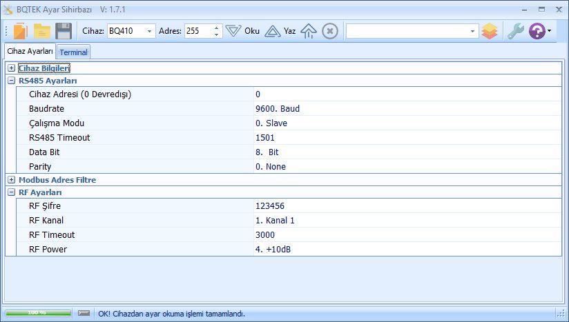 BQTEK Ayar programı ile ayar yapılması www.bqtek.com adresinden indirebileceğiniz BQTEK Ayar programı aracılığı ile BQ410 cihazlarının ayarlarını kolayca yapabilirsiniz.