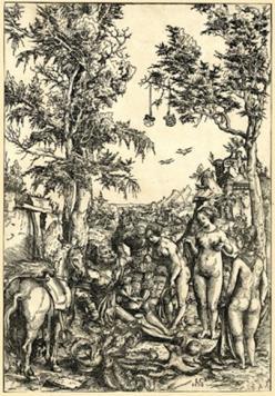 Resmin ortasında Paris in Yargısı, bu sahnenin yukarısında Venüs ün seçilmesi sonucu Troia nın Yanışı görülmektedir. Sahnenin düzenlenişi sebepsonuç ilişkisini vurgulamaktadır.