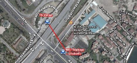 Vatan-Topkapı Ulubatlı Entegrasyon Noktası Mescid-i Selam-Pazartekke güzergahında çalışan T4 tramvay hattı ve Yenikapı-Atatürk Havalimanı arasında çalışan M1