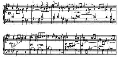 Shostakovich in sahip olduğu orkestral düşünce tarzı böyle büyük aralıkların kullanılmasını kaçınılmaz kılmaktadır. 30 ve 35.