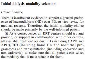 Modalite Seçimi: ERBP Guidline (2010) Hastayı