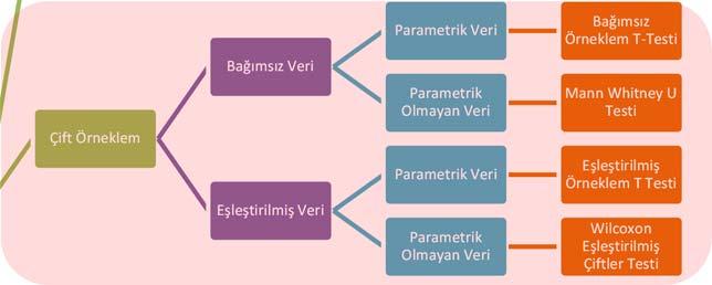 Tek Örneklem Bağımsız Veri Parametrik Veri Tek Örneklem T Testi Parametrik Olmayan Veri Wilcoxon İşaretli Sıralar testi Bağımsız Veri Parametrik Veri Bağımsız Örneklem T Testi Çift Örneklem