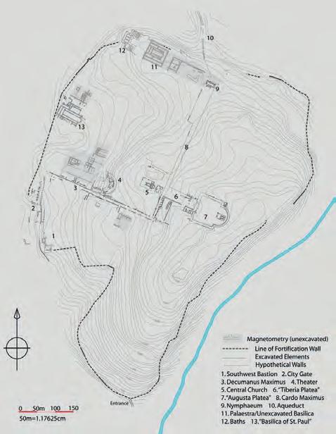 Res. 2 Cardo maximus - meydan Fig. 2 Cardo maximus square Res. 1 Kent planı Fig. 1 City plan mermer parçalar ele geçti. Caddenin özellikle batı kısmındaki zemin taşları büyük oranda eksiktir.