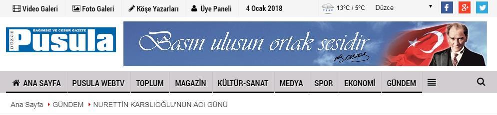 NURETTĠN KARSLIOĞLU'NUN ACI GÜNÜ Düzce Ticaret Borsası Başkanı Nurettin Karslıoğlu babasını kaybetti.