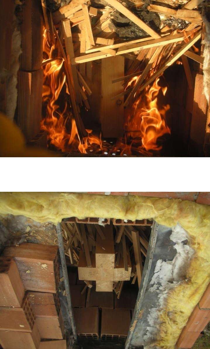 Şeil 3.17'de, diğer deney numuneleri gibi yangın odasına yerleştirilen üçüncü deney numunesinin yangın odası içindei yerleşimi gösterilmiştir. Üçüncü deney numunesinin deneyin 3.