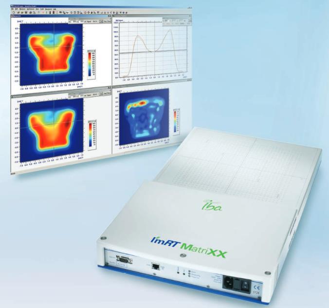 I ḿrt MatriXX 2D-Array IBA marka I mrt MatriXX 2D-Array dozimetri sistemi 1020 adet iyon odasına sahiptir ve iki boyutlu dozimetrik karşılaştırmalar, absorbe doz, simetri ve düzgünlük testleri için