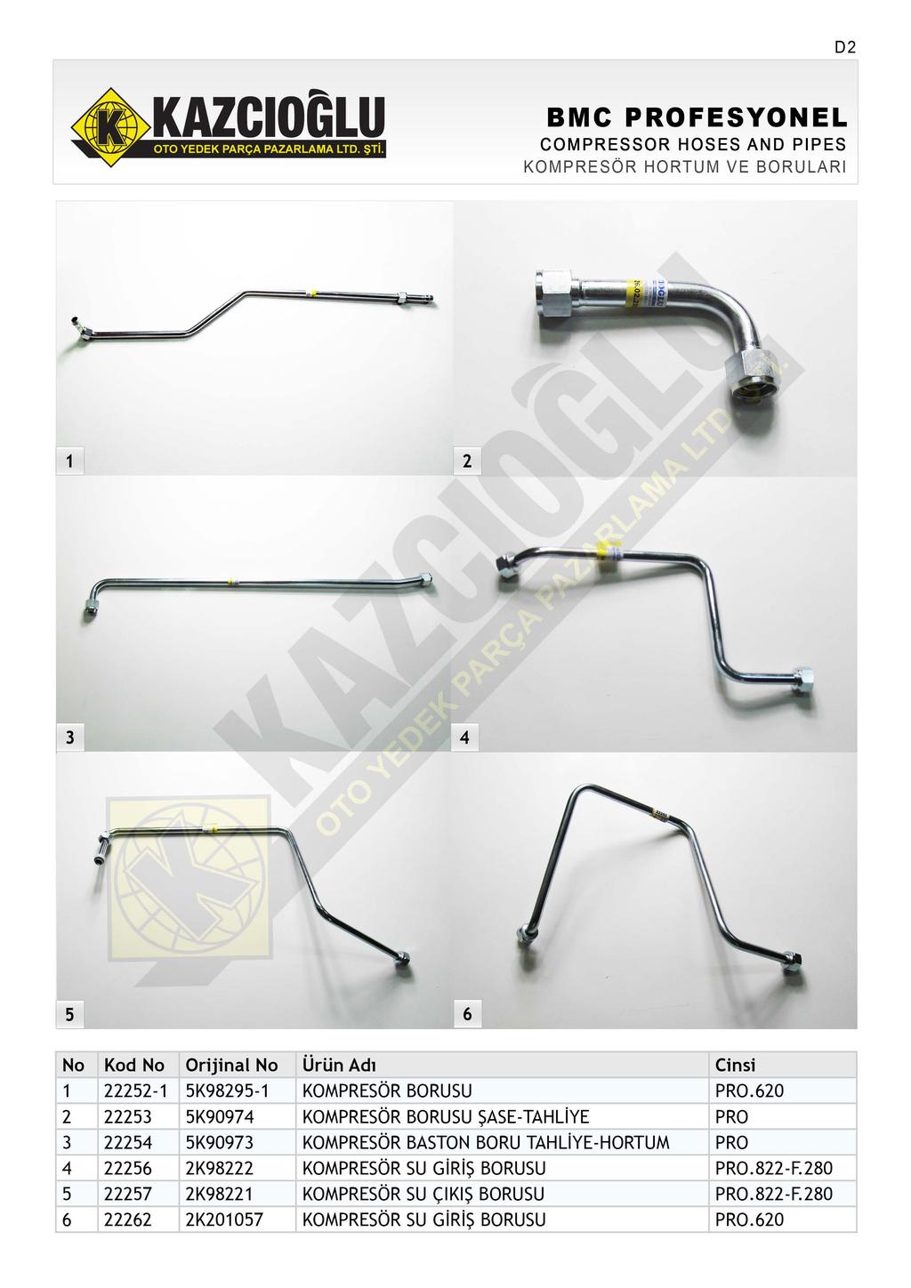 0 COMPRESSOR HOSES AND PIPES KOMPRESÖR HORTUM VE BORULAR!