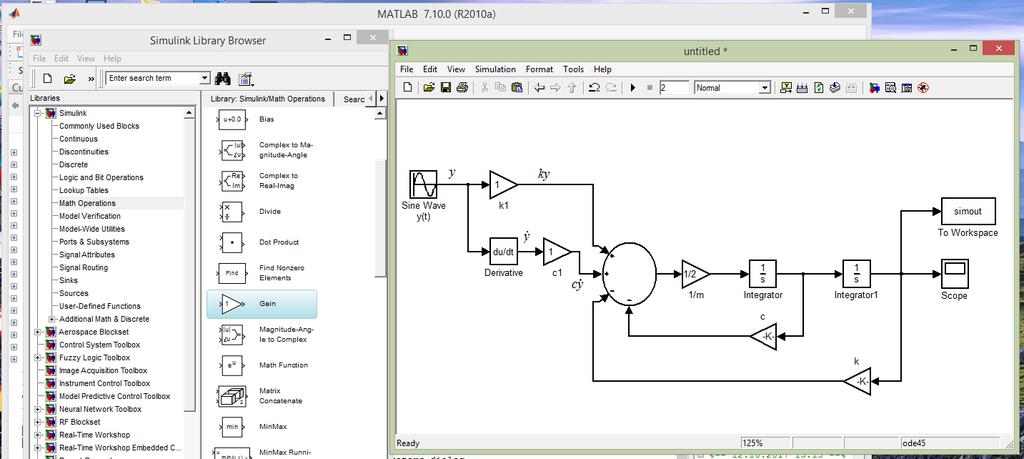 Şekil 22. Zemin zorlamalı bir kütle-yay-sönümleyici sistem için Simulink modeli 5. DENEYLER İÇİN UYGULAMALAR 5.