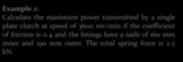 speed of 3600 rev/min if the coefficient