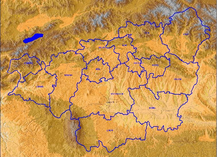Harita-1 : Diyarbakır Topografik Haritası