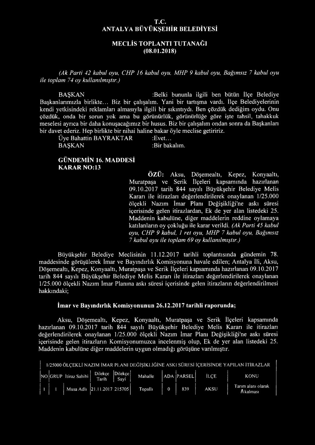 Onu çözdük, onda bir sorun yok ama bu görünürlük, görünürlüğe göre işte tahsil, tahakkuk meselesi ayrıca bir daha konuşacağımız bir husus. Biz bir çalışalım ondan sonra da Başkanları bir davet ederiz.