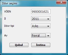 Şəkil 15. Avtomatik ƏDV ekranı Yuxarıdakı ekranda bəyannaməyə aid məlumatlar daxil edilir və Qəbul düyməsi basılır.