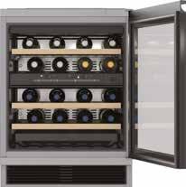 KWT 6321 UG Tezgahaltı ankastre şarap dolabı, Amortisörlü kapak, Entegre kulp 34 şişe kapasitesi, UV filtreli cam kapı, 2 farklı ısı derece
