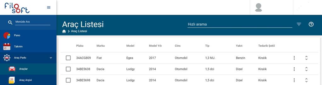 Araç parkı yönetimi Filonuzdaki her araç veya ekipmanı envantere girişten çıkışına