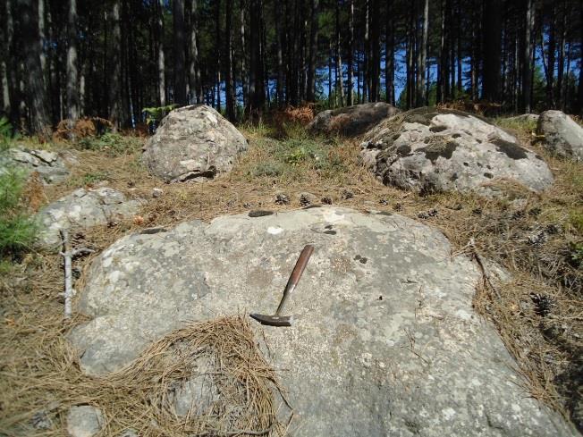 Eskibalçık ta Neojene ait kil katmanları üzerinde bloklar şeklinde gözlenen birimin alt kesimlerini tüfit, üst kesimleri riyolit oluşturur.