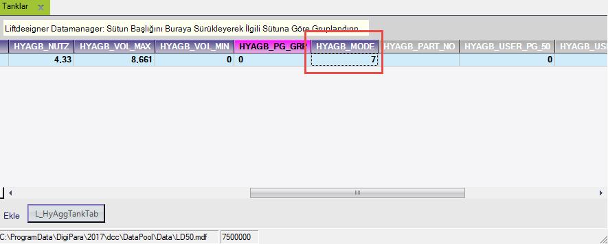 Gerekli Modları Ayarlama Standart Liftdesigner Geometrisini Kapatmak için Modlar: 1 - Tank Pozisyonu