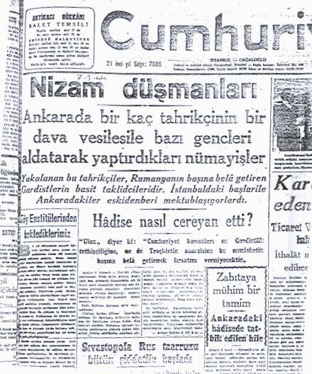 3 Mayıs Olayları ile İlgili Cumhuriyet Gazetesinde