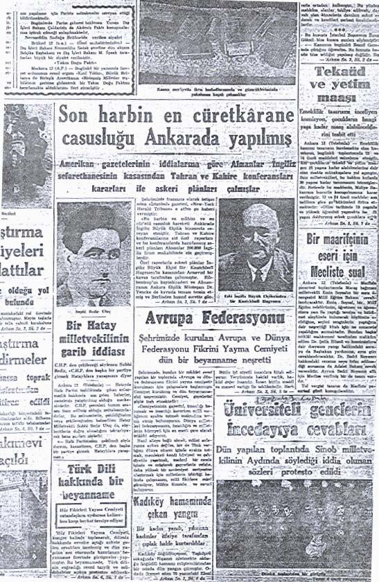 EK- 40 Çiçero Olayının 1949 Yılında Basına