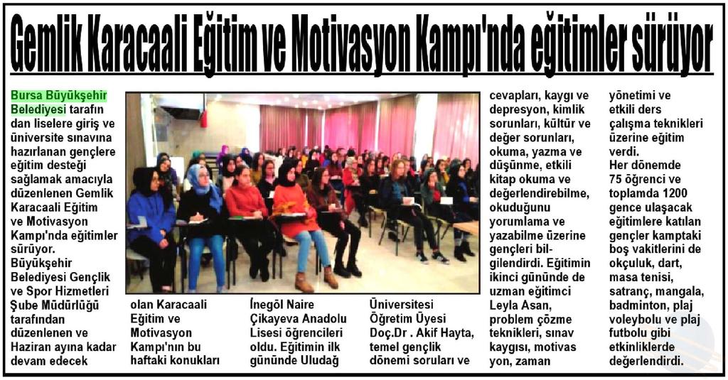 GEMLIK KOCAELI EGITIM VE MOTIVASYON KAMPINDA EGITIMLER SÜRÜYOR Yayın