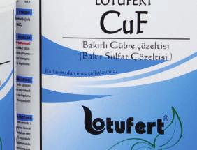 /cm3) : 1,20 Görünüm: Sıvı, Mavi Ambalaj Şekli: 1-5 Lt lik plastik ambalajlarda Purpose For Use: Lotufert CuF is a fertilizer prepared for