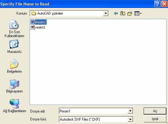 Çevirici menüsünden Autodesk seçeneği, sonra Read File (dosya oku) seçeneği seçilir. Şekil 2.3 de gösterildiği gibi. Şekil 2.3: MasterCAM programında *.