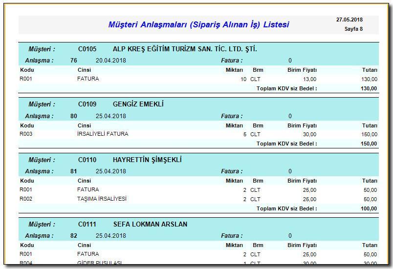 RAPORLAR VE DEĞERLENDĠRME Teslim Evrakı Sektörel/Matbaa/Bekleyen İşler listesinden teslim belgesi yazılacak iģ seçilerek sol görev bölmesinden Teslim Evrakı Yazdır