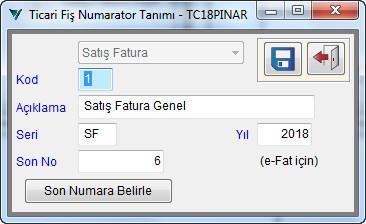 AnlaĢma Bilgileri sayfasında, Resmi Evrak (Fatura, İrsaliye, vs) Basımı için izin alınan Defterdarlık ile yapılan resmi baskı izin