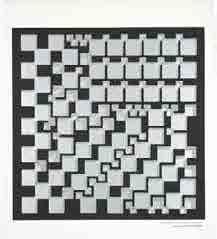Küplerle Kompozisyon, 1966, bilgisayar grafiğinin ofset baskısı / kağıt [bilgisayar: Siemens System 4004, çıktı: Zuse Graphomat], 99,4 x 69 cm MOCA Zagreb - koleksiyon Georg