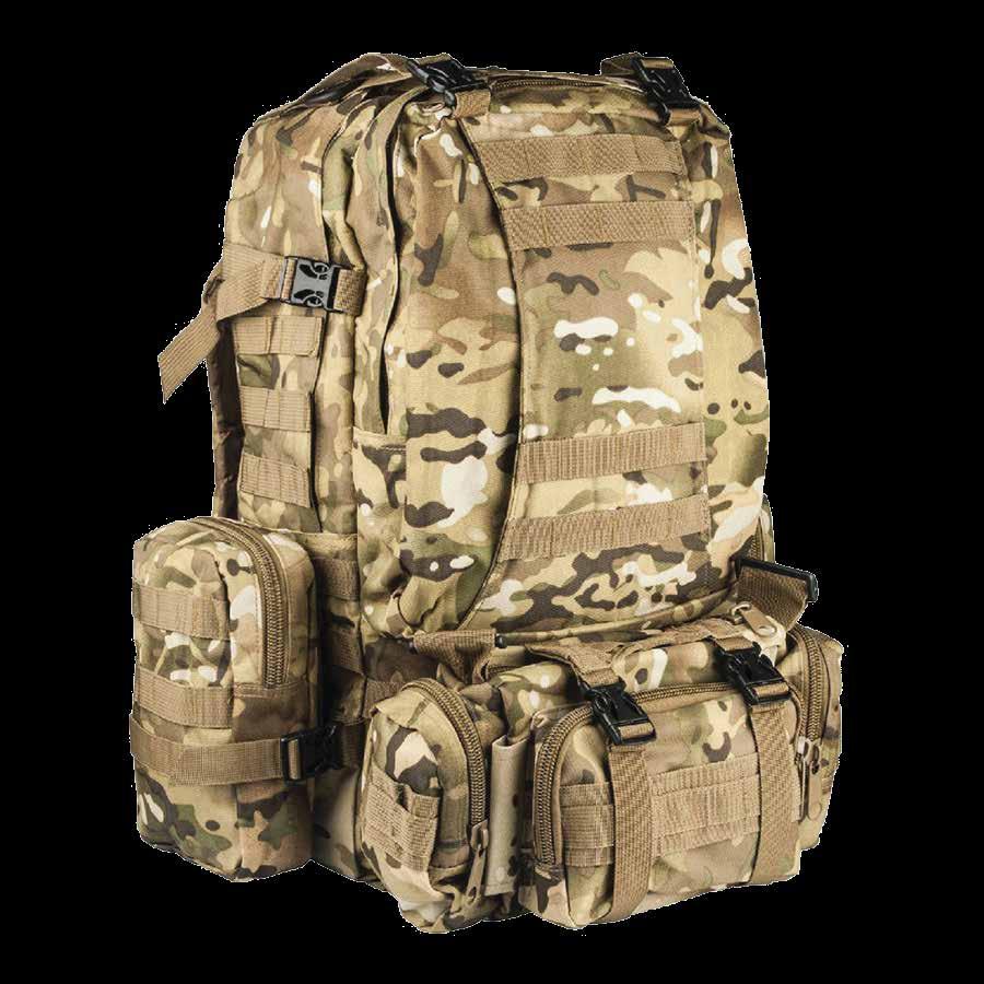 Genellikle çantaların hepsi, askerlerin yükünü hafifletecek göğüs ve bel kayışlarına sahiptir.