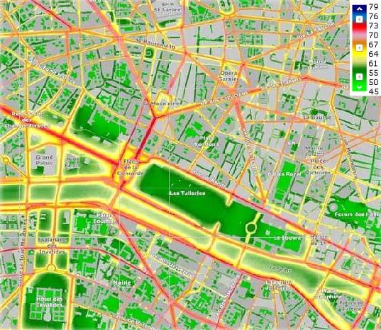 Şekil 4.11 : Paris merkezi karayolu gürültü haritası (Lgece) (Url-8) 4.2.4 İsveç Stockholm şehri, gürültü izlemelerine 1970lerin başlarında başlamıştır.