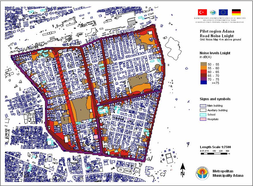 Alan m2 1.787.040 Şekil 4.32 : Karayolundan Kaynaklanan Çevresel Gürültü Haritası ( Lgece ) (Adana Büyükşehir Belediyesi, 2008) Çizelge 4.