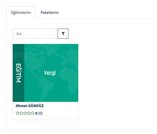 Eğitimlerim seçeneği seçildiğinde, satın almış olduğunuz eğitimler yukarıdaki gibi listelenmektedir. İçeriğine ulaşmak istediğiniz eğitimin üzerine tıklayınız.