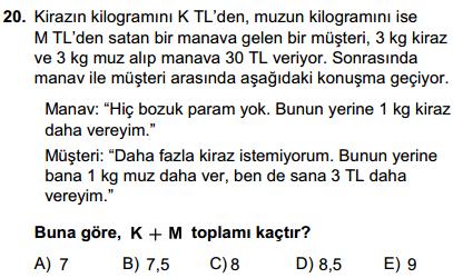 450 000 liraya ev aldıysa, satışından 150 000 300 450 000 480 000 lira elde etmiştir.