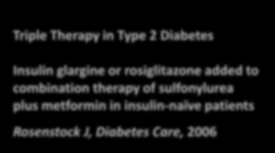 Triple Therapy in Type 2 Diabetes Insulin glargine or rosiglitazone added to combination