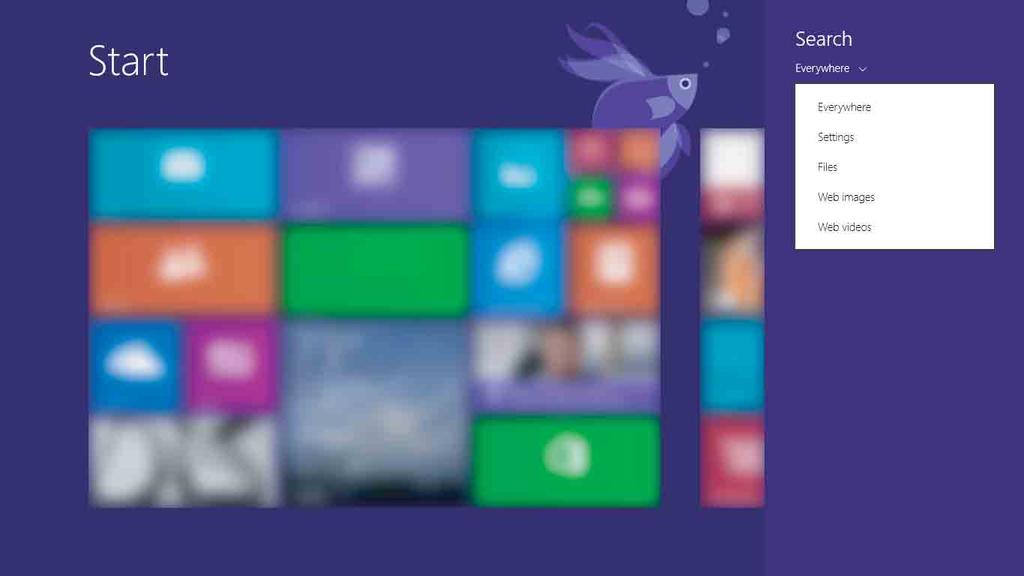 Bölüm 2. Windows 8.1 i kullanmaya başlama Arama kısayolu Arama kısayolu ayarlar, dosyalar, Web görüntüleri, Web videoları vb.